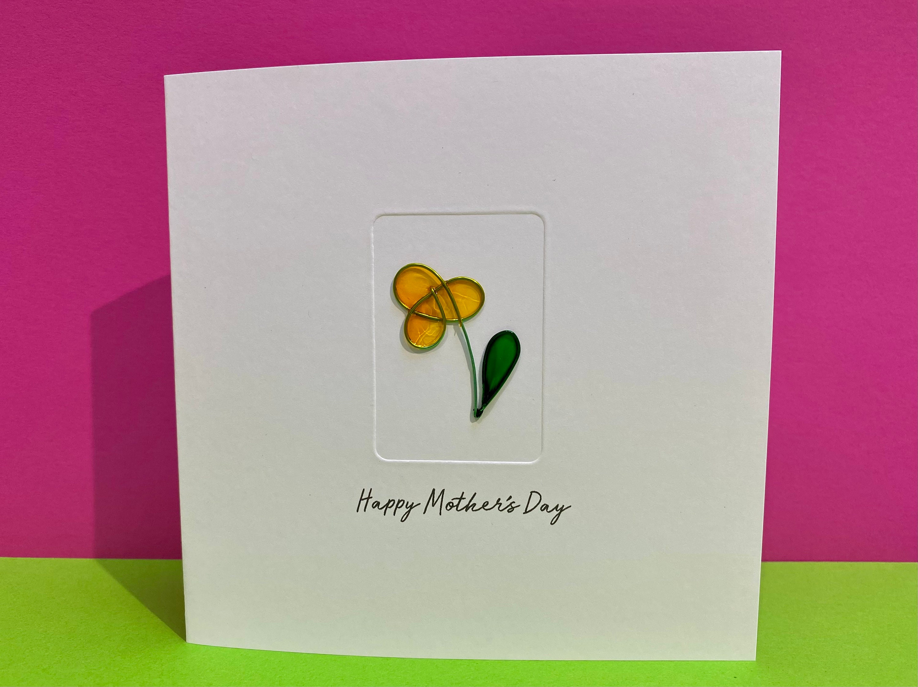 Mother&#39;s Day Card - Birthday Card - Wire Rose - Wire Flower - Mothering Sunday Card - for Mum, Mom, Grandmother - for her - Wife - Friend