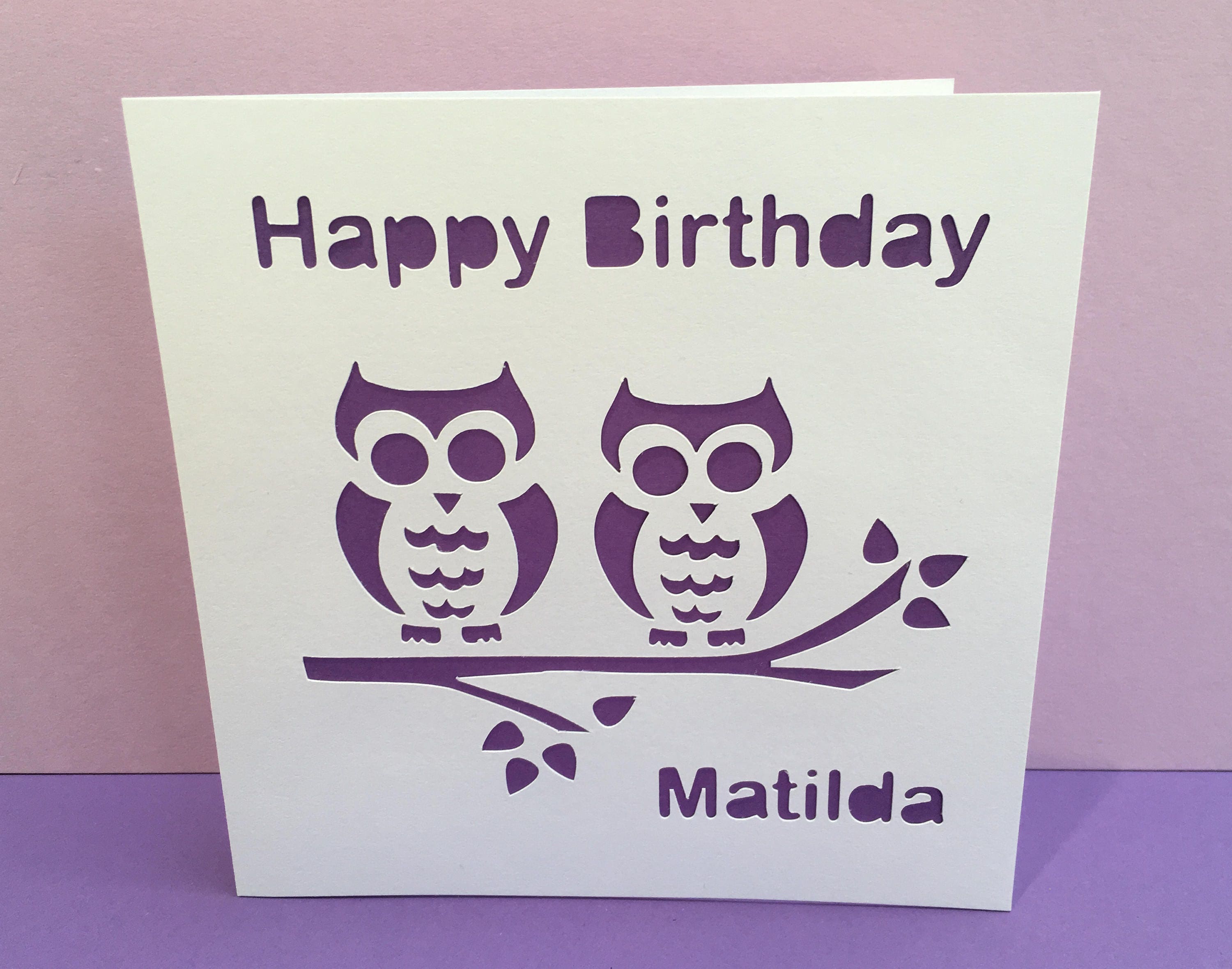 Personnalise Anniversaire Carte De Vœux Personnalisee Hibou Pour Fille Fille Soeur 1st 2nd Cartes De Voeux Papeterie Maison