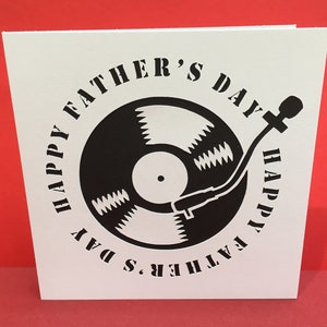 Disque vinyle carte de fête des pères, vintage, rétro, carte pour papa, grand-père, grand-père, mari, mélomane, carte d'anniversaire, papier découpé, fait main