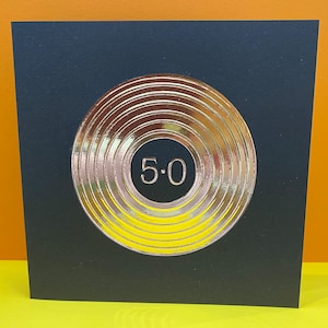 Carte d'anniversaire avec disque vinyle, vintage, rétro, carte pour papa, 40e, 50e, 60e, 70e, anniversaire spécial, mari, musique, fête des pères, papier découpé