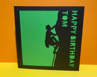 Carte d'anniversaire personnalisée escalade - papier découpé - grimpeur - mur d'escalade - alpinisme - homme - femme - alpiniste pour lui