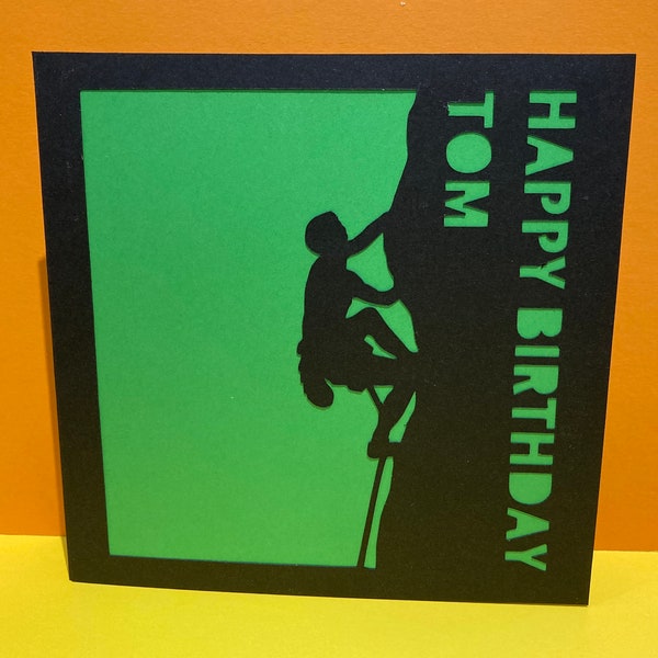 Personalised Rock Climbing Birthday Card - Papercut - Climber - Climbing Wall - Mountain Climbing - For a man - woman - for him Mountaineer