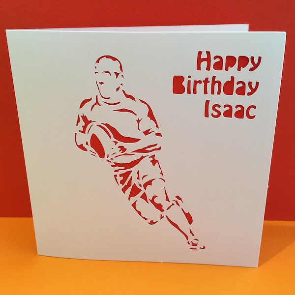 Rugby Card - Birthday Card - Father's Day Card - Paper Cut - Handmade Greeting Card - for a Man, Dad, Husband, Son, Boyfriend, Personalised