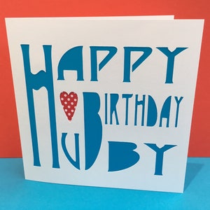 Birthday Card for a Husband - Hubby Card- Handmade Greeting Card - Paper Cut  Card
