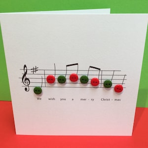 Christmas Card Christmas Music with Button Notes Paper Handmade Greeting Card Carol Religious Christmas Card Holiday Card Etsy UK image 1