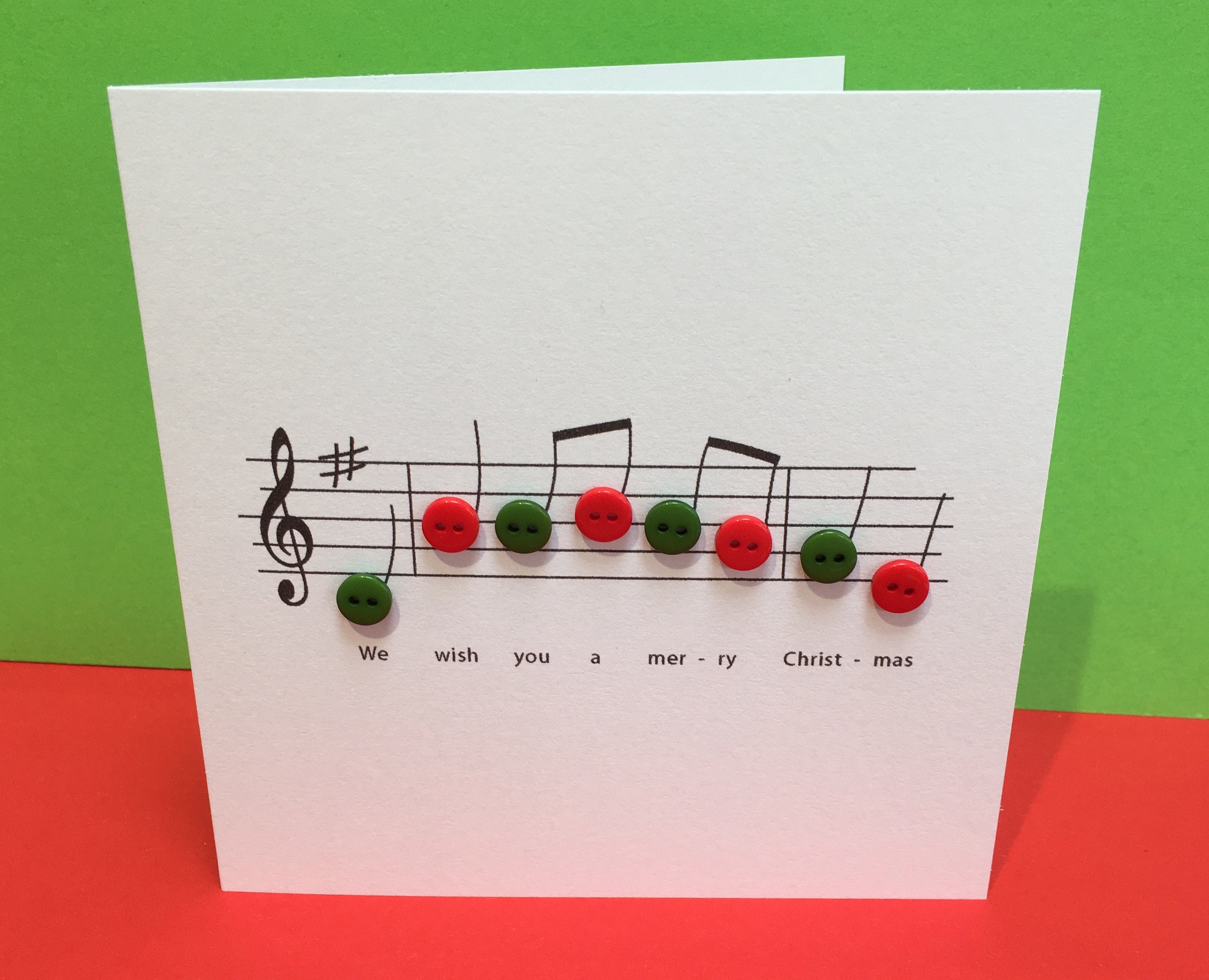 Christmas Card Christmas Music with Button Notes Paper Etsy