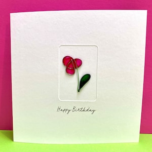 Geburtstagskarte - Muttertagskarte - Drahtrose - Wire Flower - Mothering-Sonntagskarte - für Mama, Mama, Großmutter, Frau - Danke