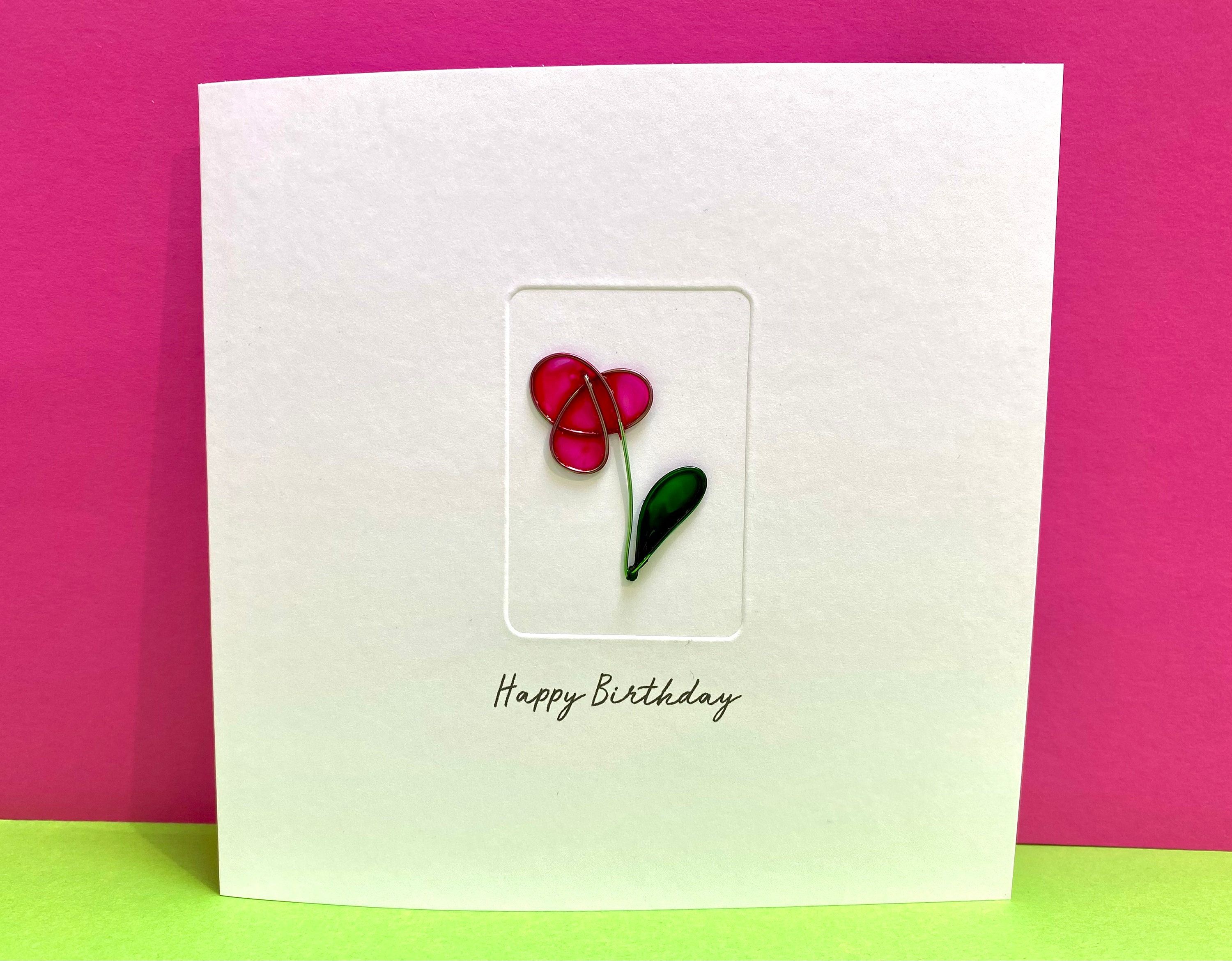 Mother&#39;s Day Card - Birthday Card - Wire Rose - Wire Flower - Mothering Sunday Card - for Mum, Mom, Grandmother - for her - Wife - Friend
