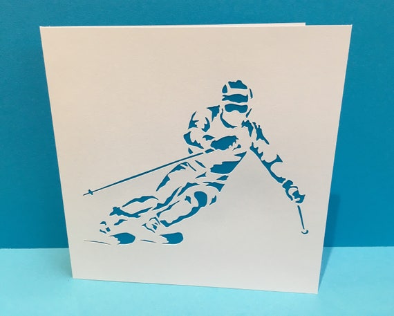 Carte De Voeux Ski Ski Skieur Carte Danniversaire Etsy