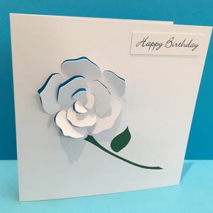 Rose Birthday Card - Paper Cut - Personalised Card - Handmade Greeting Card - Birthday Card for her, Mum, Mom, Wife, Sister, Girlfriend