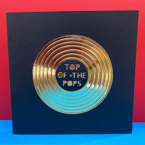 Biglietto d'auguri per la festa del papà in vinile, Top of the Pops, vintage, retrò, biglietto per papà, biglietto d'auguri, per lui, per un uomo, amante della musica, ritaglio di carta