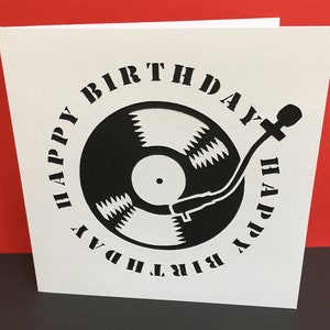 Vinyl Record Birthday Card, Vintage, Retro, Card for Dad, Grandad, Grandfather, Husband, Music Lover, Father's Day Card, Paper Cut, Handmade