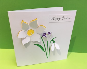 Easter Card - Mother's Day Card - Birthday Card - Thank you Card - Spring Flowers - Paper Cut - Crocus - Snow Drop - Daffodil - Mothers Day