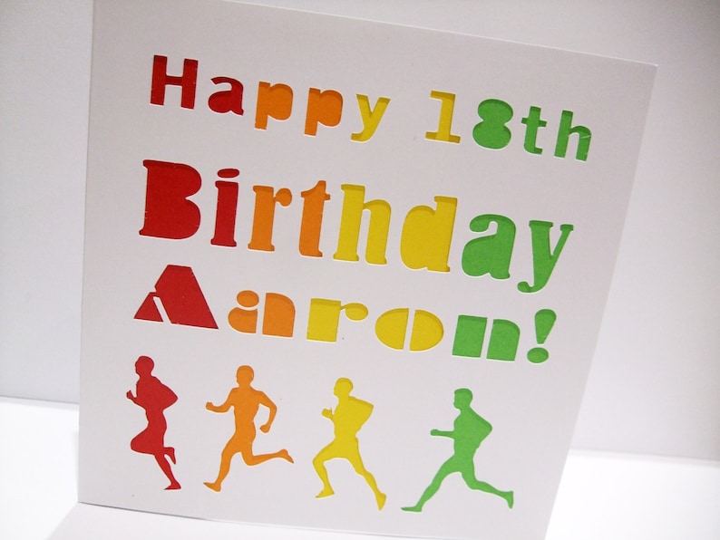 Personalised Birthday Card for a Runner Paper Cut | Etsy