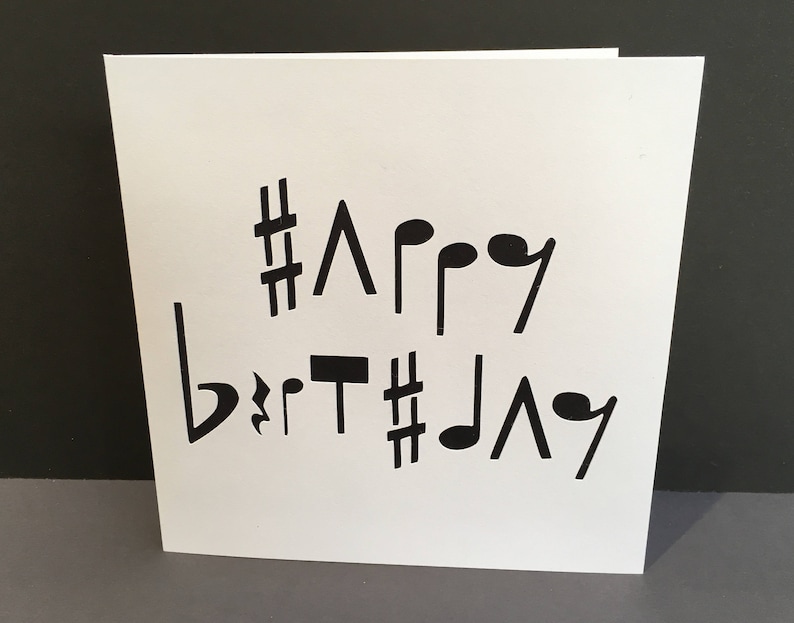 Carte d'anniversaire musique - carte papier découpé - notes de musique - pour elle, lui, papa, homme, fils, frère - carte de voeux faite main - Etsy FR image 1