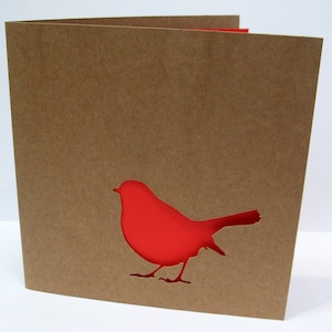 Weihnachtskarte - Papierschnitt Rotkehlchen - Handgemachte Grußkarte - Weihnachtskarte - Kraft Karte - Recycling Karte - Rotkehlchen Weihnachtskarte - Packung - Set