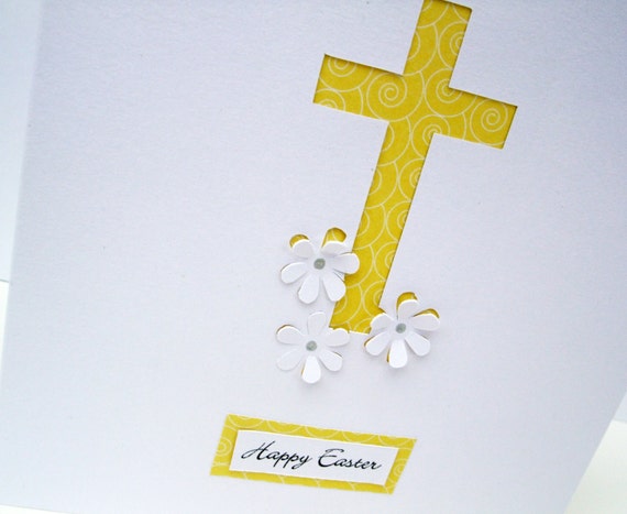 Easter card religious easter card easter cross paper cut - etsy