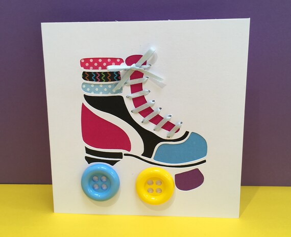 Rollschuh-Karte Roller Skaten Grußkarte von | Etsy