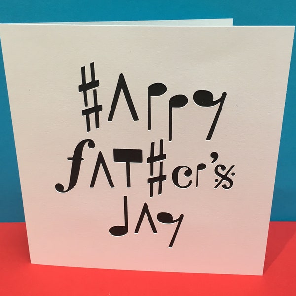 Música Tarjeta del día del padre - Tarjeta de corte de papel - Notas musicales - para papá - Tarjeta de felicitación hecha a mano - Etsy Reino Unido