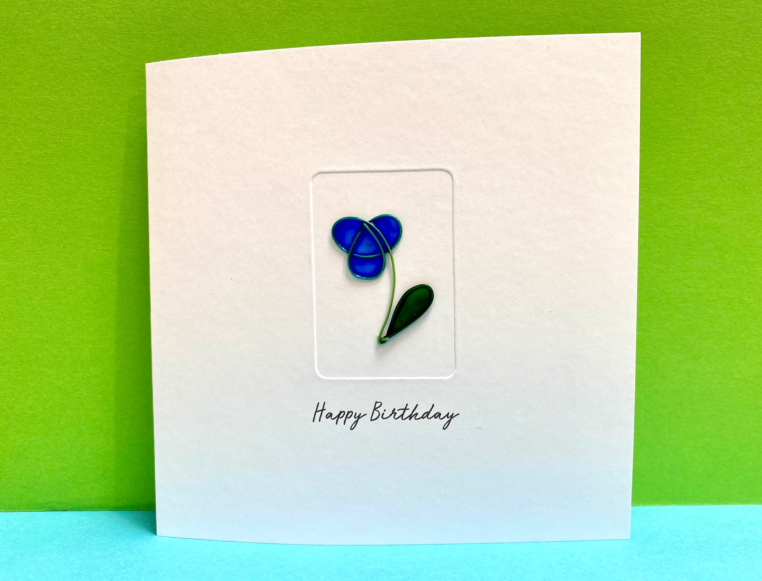 Mother&#39;s Day Card - Birthday Card - Wire Rose - Wire Flower - Mothering Sunday Card - for Mum, Mom, Grandmother - for her - Wife - Friend