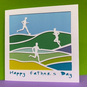 Tarjeta del Día del Padre - Personalizada - Tarjeta para Corredor - Maratón - Campo a Traviesa - Para él, Papá, Tarjeta Recortada, Feliz Día del Padre