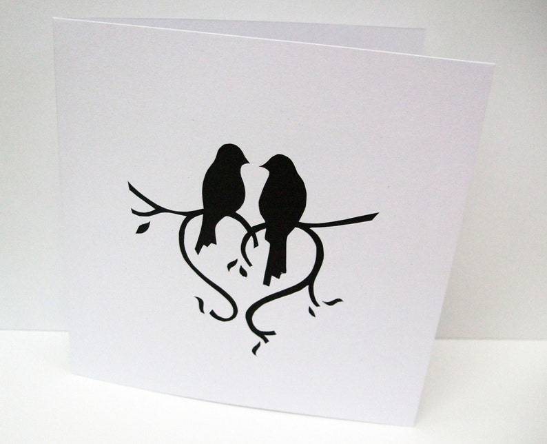 Paper Cut Love Birds Valentine's Day Card Anniversary | Etsy