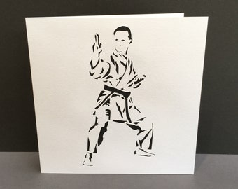 Karate Card - Judo - Paper Cut Card - Handmade Greeting Card - Blank Card - Sport - Personalised Card - Congratulations Card - Birthday Card