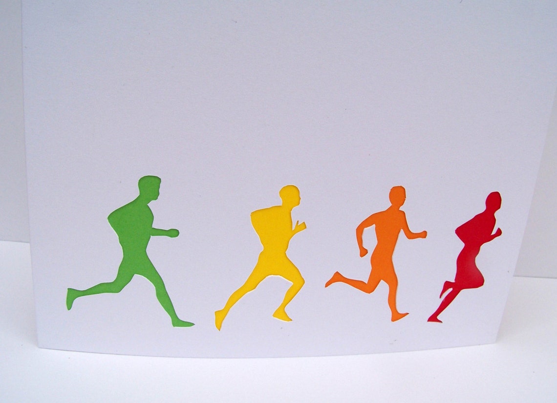 Running Card Marathon Card Card For a Runner Paper Cut Etsy