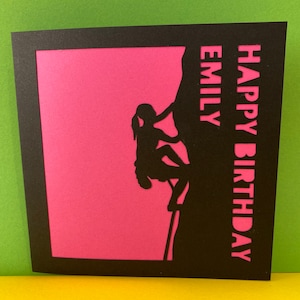 Carte d'anniversaire personnalisée escalade - papier découpé - grimpeur - mur d'escalade - alpinisme - pour femme - homme - alpiniste