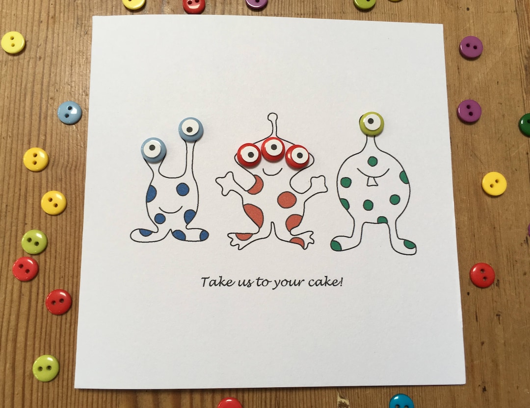 Aliens Birthday Card - Martians Birthday Card - Outer Space Birthday ...