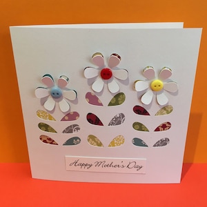 Muttertagskarte - Papierschnittblumenkarte - Buttons - Personalisierte handgemachte Grußkarte - Muttersonntag - Mama, Mama für Sie