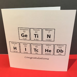 婚約カード - 結婚カード - 化学科学者向けカード - 紙で手作りしたグリーティングカード - 科学オタク - 周期表