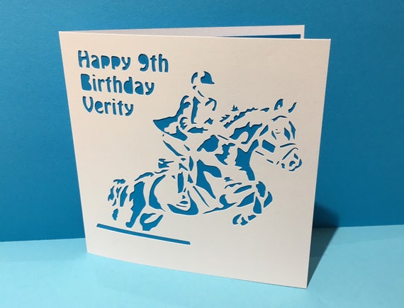Horse Riding Card Horse Birthday Card Paper Cut Horse | Etsy