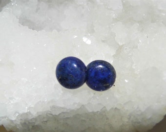 Lapis Lazuli Round Earrings,  Round Stud Earrings, Lapis Lazuli Gemstone Earrings, Lapis Lazuli Sterling Silver Earrings