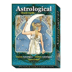 Jugendstil-Astrologie-Orakel mit Silberfolienabdruck, Hartbox-Set mit 22 Karten