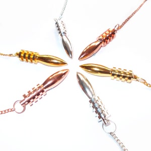 1 x Metal  Point Dowsing Pendulum Gold, Silver or Copper & Keepers Pouch P029