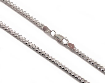 Curb Chain Solid .925 Sterling Silver Necklace 3mm