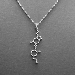 Serotonin and dopamine necklace, mental health therapy jewellery, therapist jewelry, scientist fashion accessory, happiness wellbeing symbol
