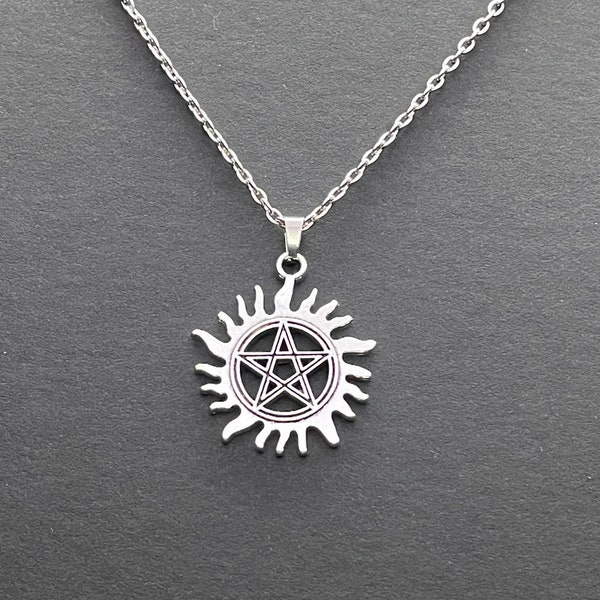 Supernatural anti possession tattoo necklace | Sam and Dean Winchester cosplay jewelry | SPN comfort character jewellery