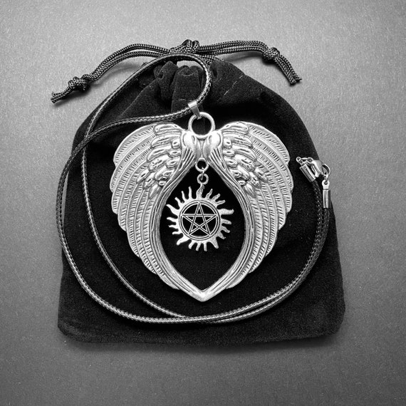 Silver Heart Angel Wing Pendant Black Tattoo Choker Necklace