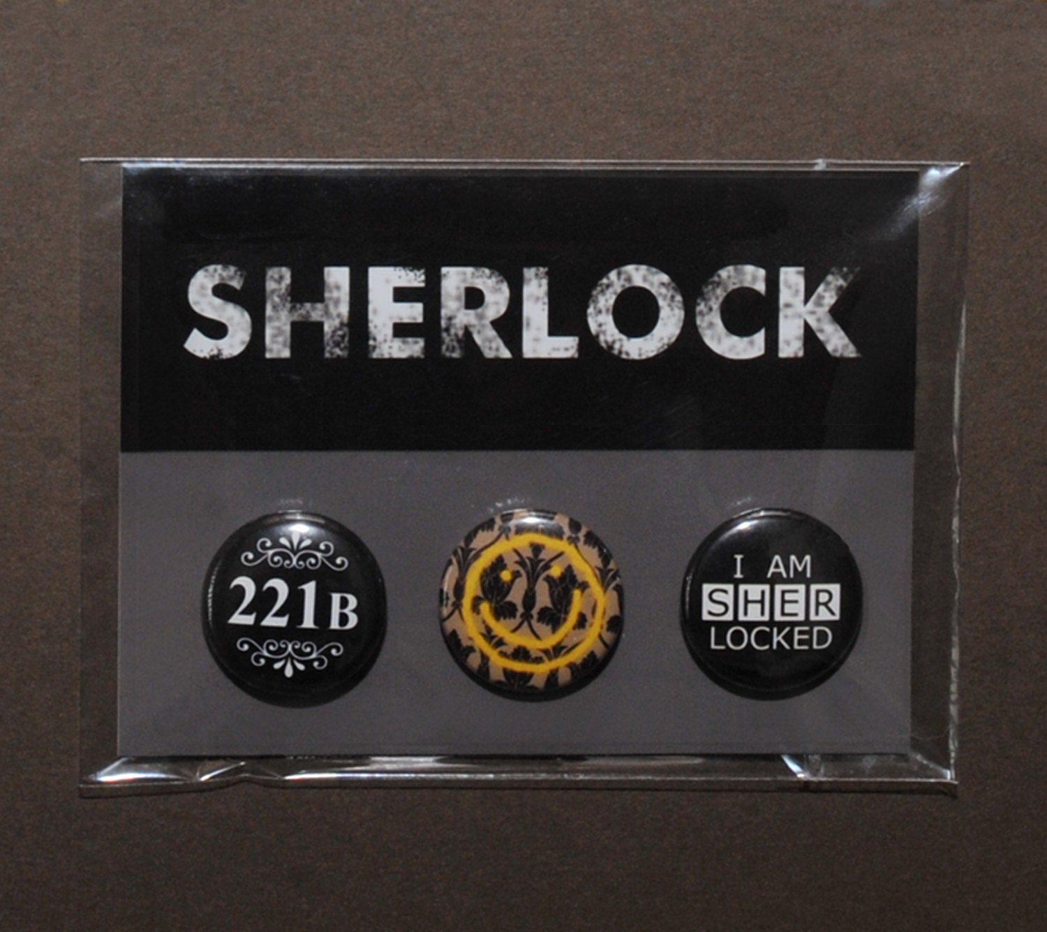 c Sherlock Badges 221b Baker Street Bored Smiley Etsy