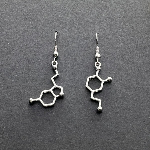 Serotonin und Dopamin Charme Ohrringe | Bewusstseinsschmuck für psychische Gesundheit | mindfulness Positivität Schmuck Geschenk