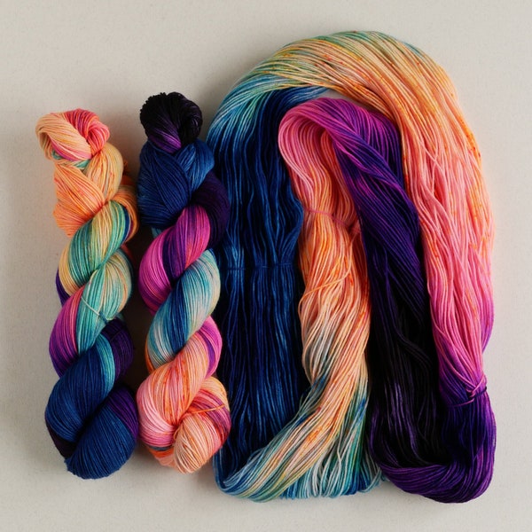 Healing Hugs - Hand Dyed Variegated Yarn, Merino/Nylon Yarn 75/25, Fingering Weight 50, 100g Skein, Sock Sets and DK