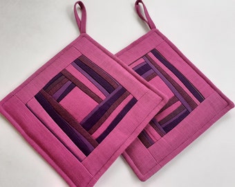 Potholders Purple Quilted Pot Holders Set Of 2 Patchwork Pot Holders