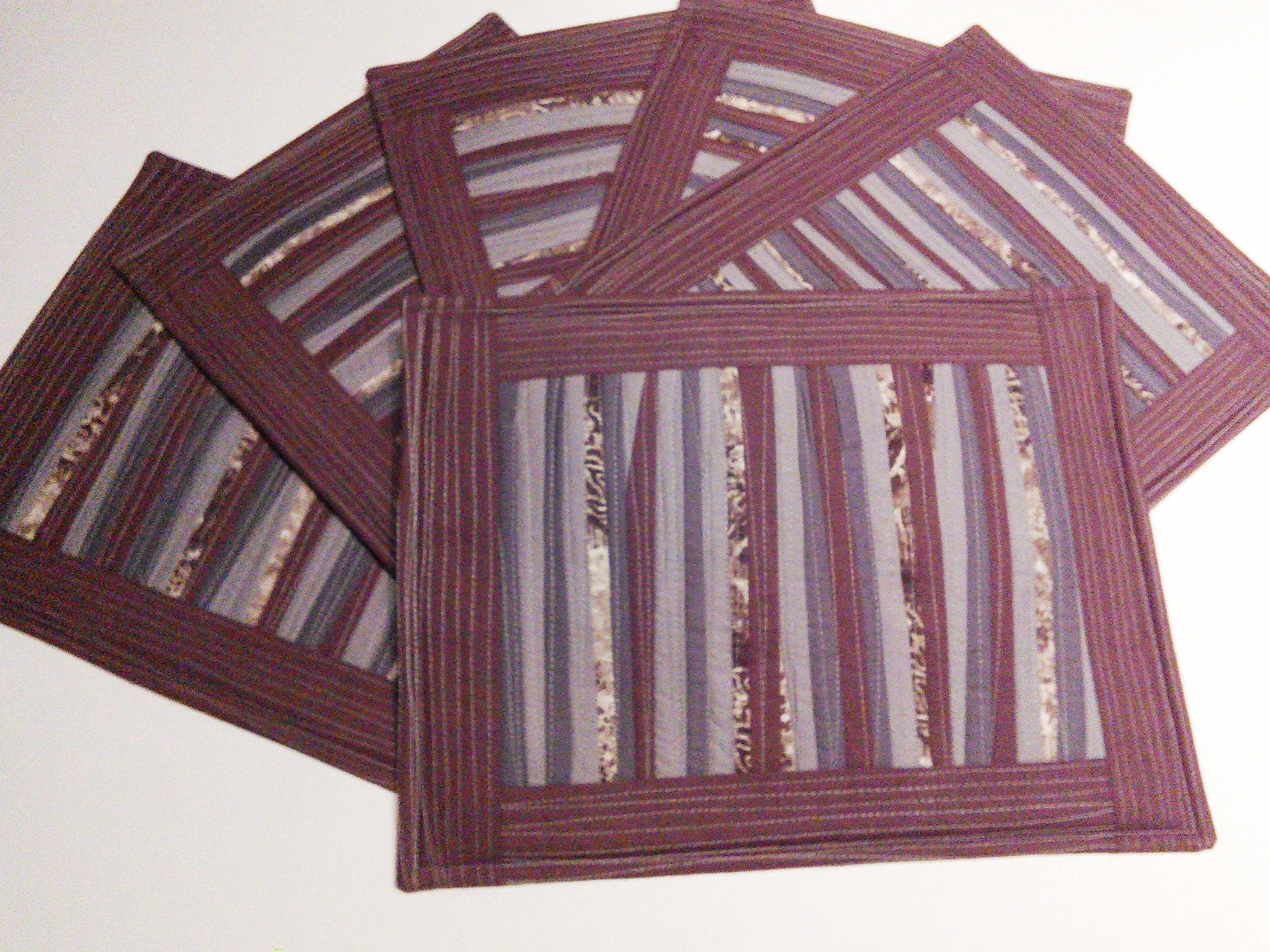 Brown Gray Place Mats Quilted Placemats Table mats Set of 6 Etsy