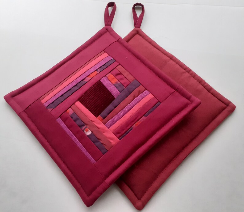 Purple Pot Holders Quilted Potholders Fabric Pads Patchwork Etsy