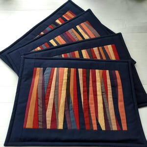 Set di 4 tovagliette trapuntate patchwork, decorazioni da tavola colorate