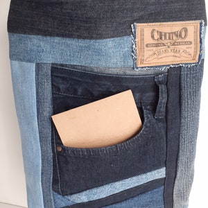 Axelväska i patchwork-denim: Återvunnen quiltad axelväska