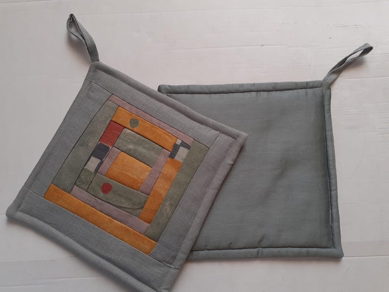 Beige potholders Handmade Pot holders Set of 2 Kitchen gift Backing potholders image 3