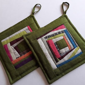 Potholders Green Linen Pot Holders Set Of 2 Handmade Kitchen Decor